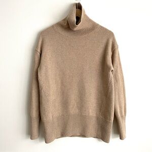 Aritzia Babaton Nicolas Wool Cashmere Longline Turtleneck Sweater Camel Tan